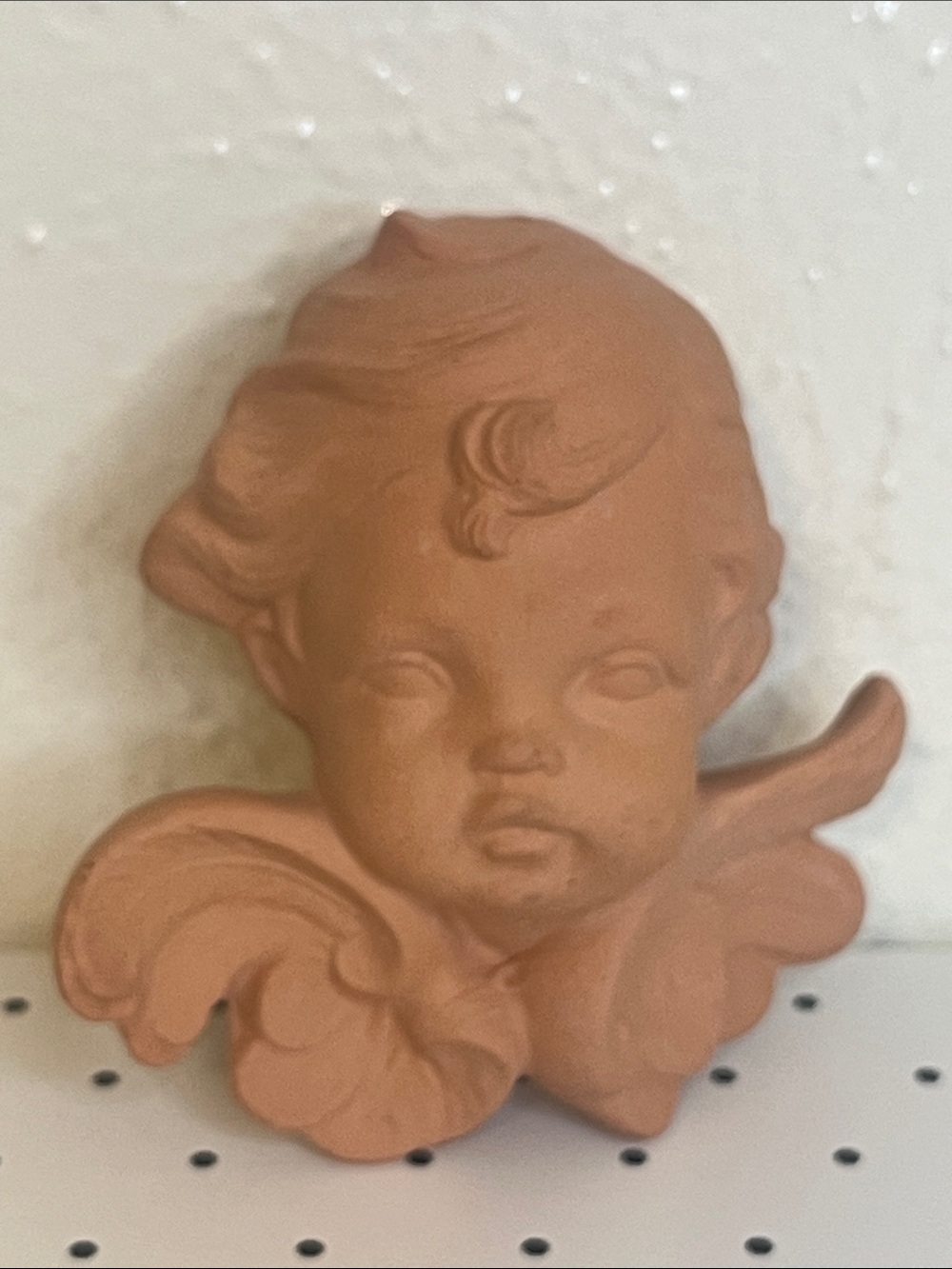 Vintage 1987 Scioto Terracotta Cherub Wall Plaque. Signed